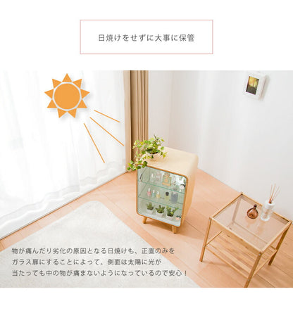 コレクションケース 幅36cm 高さ60cm ガラスショーケース ディスプレイラック 収納 おしゃれ 木製 背面ミラー かわいい 北欧(代引不可)