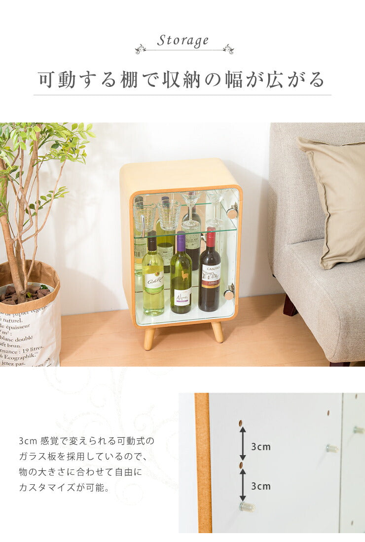 コレクションケース 幅36cm 高さ60cm ガラスショーケース ディスプレイラック 収納 おしゃれ 木製 背面ミラー かわいい 北欧(代引不可)