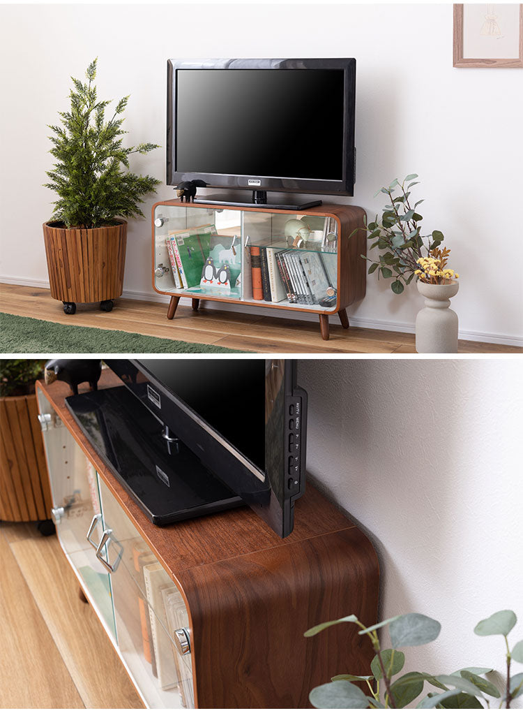 コレクションシェルフ ラック 棚 収納 ミラー 鏡 フィギュアケース ガラス 2段 ロータイプ 木製 グッズ オタク 推し活(代引不可)