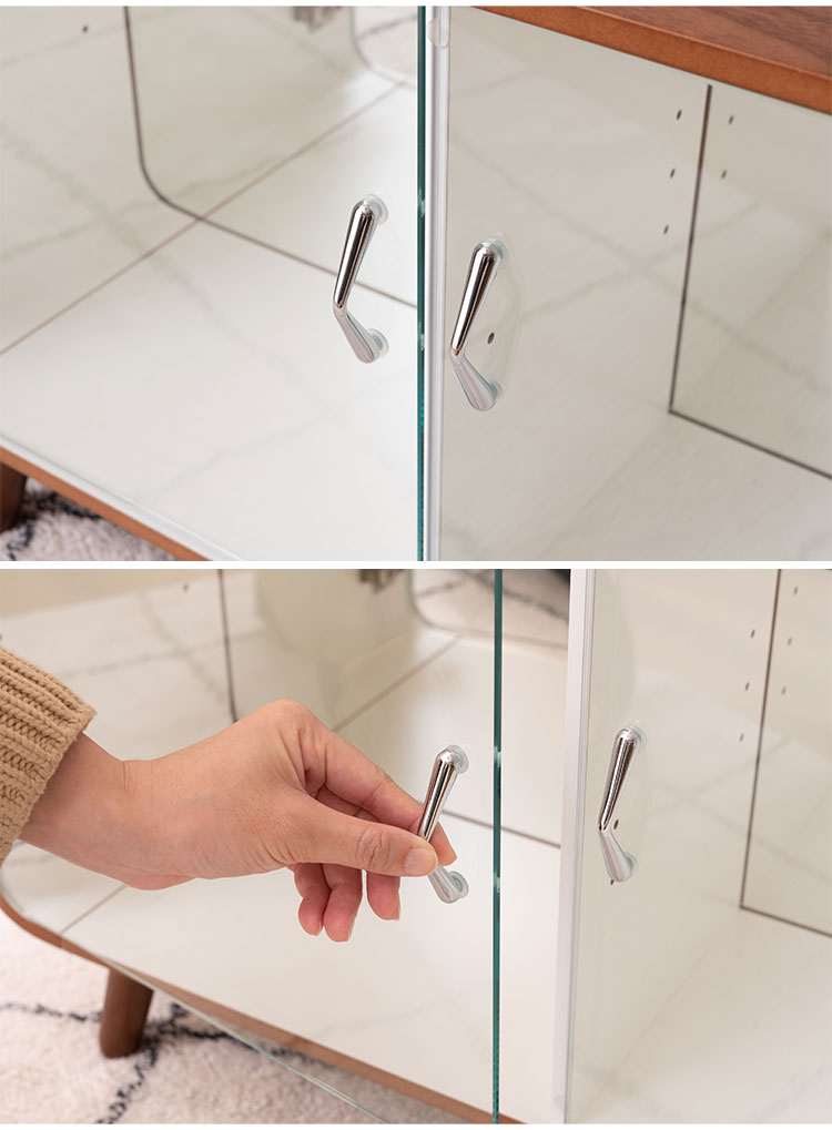 コレクションシェルフ ラック 棚 収納 ミラー 鏡 フィギュアケース ガラス 2段 ロータイプ 木製 グッズ オタク 推し活(代引不可)