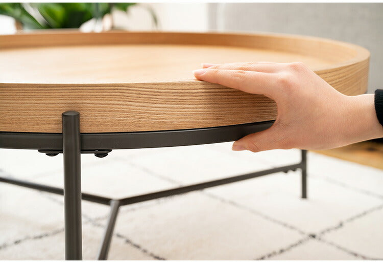 ラウンドテーブル PT-785 東谷 テーブル センターテーブル リビングテーブル ラウンドテーブル ローテーブル ソファテーブル リビング おしゃれ コーヒーテーブル 天然木 シンプル スチール脚(代引不可)