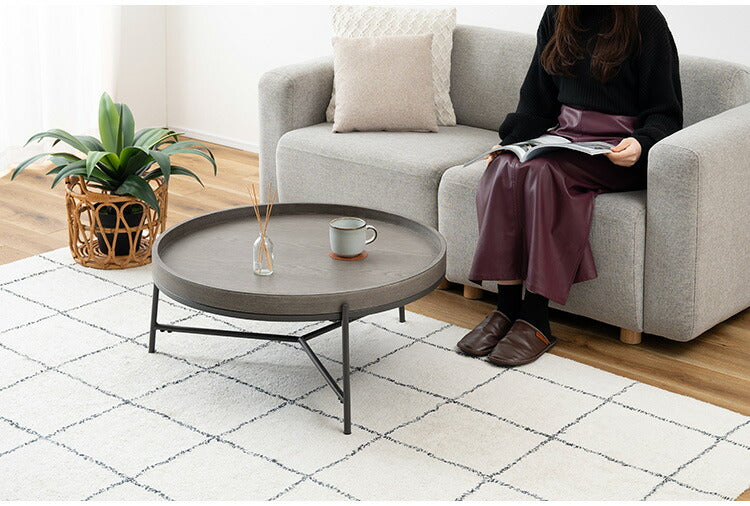 ラウンドテーブル PT-785 東谷 テーブル センターテーブル リビングテーブル ラウンドテーブル ローテーブル ソファテーブル リビング おしゃれ コーヒーテーブル 天然木 シンプル スチール脚(代引不可)