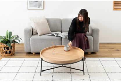 ラウンドテーブル PT-785 東谷 テーブル センターテーブル リビングテーブル ラウンドテーブル ローテーブル ソファテーブル リビング おしゃれ コーヒーテーブル 天然木 シンプル スチール脚(代引不可)