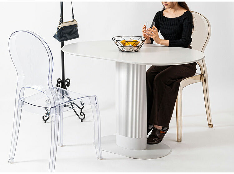 ダイニングテーブル PT-998 東谷 ダイニングテーブル 角丸 シンプル コンパクト スリム 食卓 机 テーブル デスク カフェ 1本脚 オーバル型 ホワイト 白 クラシック インダストリアル ストライプ(代引不可)