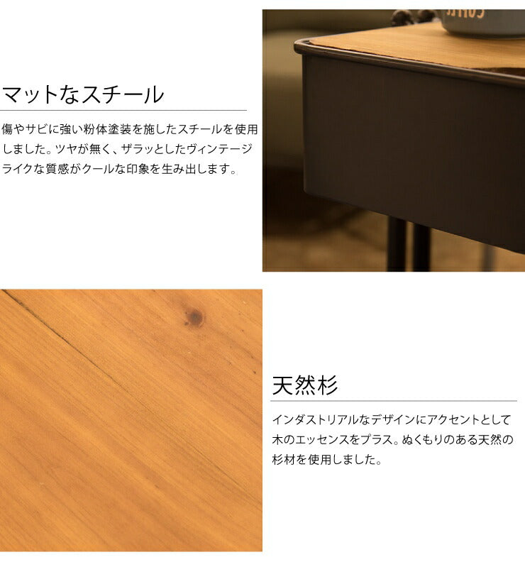 サイドワゴン デスクワゴン 木製 スチール キャビネット デスク キッチンワゴン 収納 キャスター付き ヴィンテージ 天然木(代引不可)