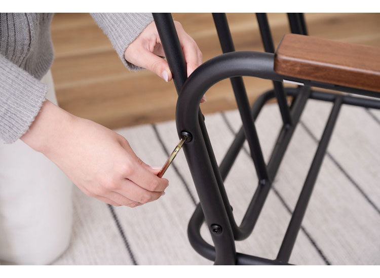 ソファ 1人掛け チェック柄 1人用 スチール パイプチェア おしゃれ 黒 ブラック 木肘 アーム付き 肘付き 肘掛け付き コンパクト レトロ 北欧 新生活(代引不可)