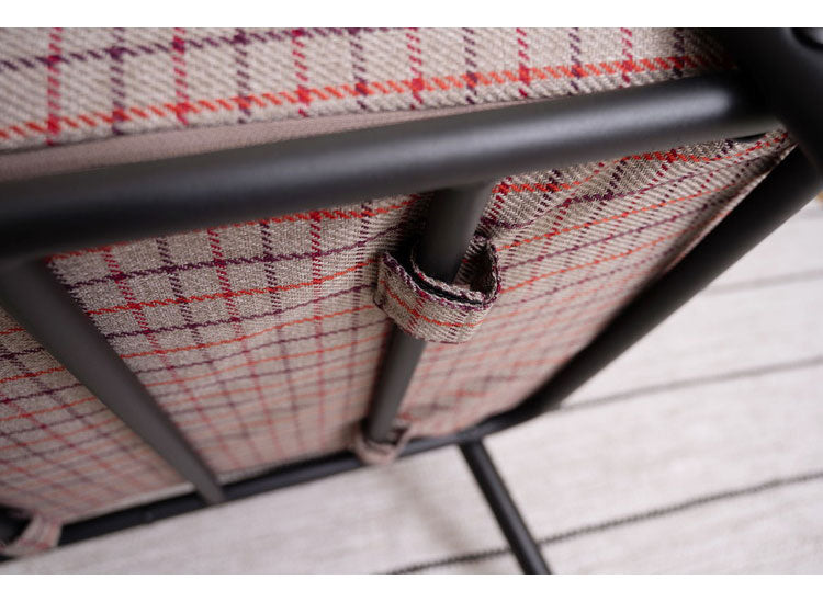 ソファ 1人掛け チェック柄 1人用 スチール パイプチェア おしゃれ 黒 ブラック 木肘 アーム付き 肘付き 肘掛け付き コンパクト レトロ 北欧 新生活(代引不可)