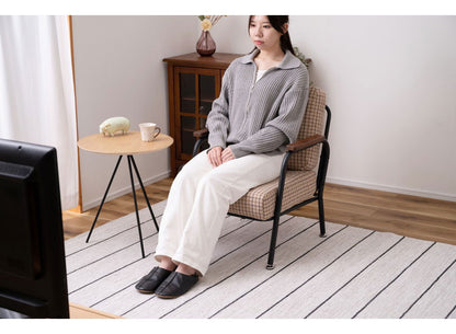 ソファ 1人掛け チェック柄 1人用 スチール パイプチェア おしゃれ 黒 ブラック 木肘 アーム付き 肘付き 肘掛け付き コンパクト レトロ 北欧 新生活(代引不可)