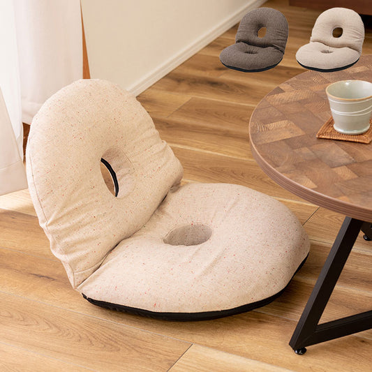 カックンリクライナー 座椅子 椅子 フロアチェア 折りたたみチェア リクライナー ドーナツ型 リクライニングチェア 1人掛け リビング 1人暮らし ベージュ ブラウン かわいい(代引不可)