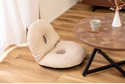 カックンリクライナー 座椅子 椅子 フロアチェア 折りたたみチェア リクライナー ドーナツ型 リクライニングチェア 1人掛け リビング 1人暮らし ベージュ ブラウン かわいい(代引不可)