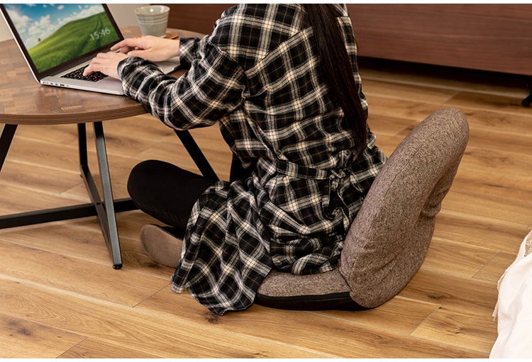 カックンリクライナー 座椅子 椅子 フロアチェア 折りたたみチェア リクライナー ドーナツ型 リクライニングチェア 1人掛け リビング 1人暮らし ベージュ ブラウン かわいい(代引不可)