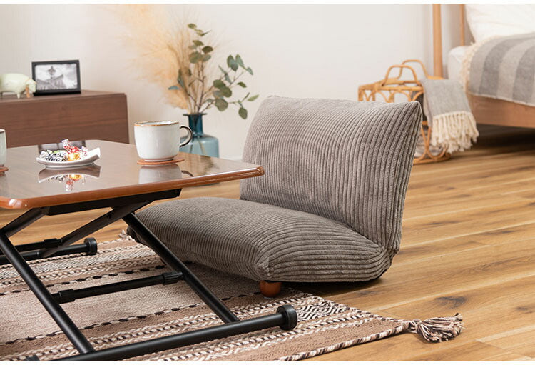 座椅子 フロアチェア おしゃれ コンパクト 小さい 小さめ 折りたたみ式 脚付き コーデュロイ シンプル ベージュ グレー(代引不可)