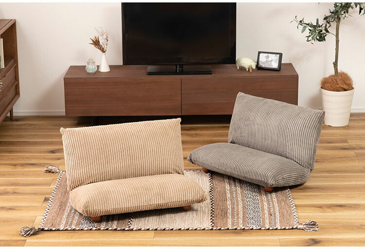 座椅子 フロアチェア おしゃれ コンパクト 小さい 小さめ 折りたたみ式 脚付き コーデュロイ シンプル ベージュ グレー(代引不可)