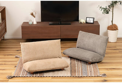 座椅子 フロアチェア おしゃれ コンパクト 小さい 小さめ 折りたたみ式 脚付き コーデュロイ シンプル ベージュ グレー(代引不可)