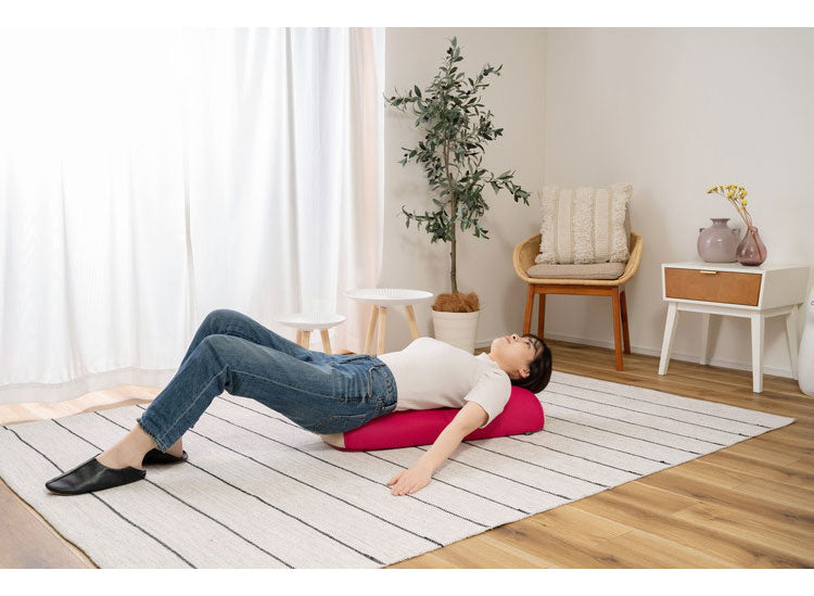 ストレッチポール ヨガポール ヨガチェア 座椅子 座いす エクササイズ おしゃれ リクライニング リラックス メッシュ ピロー まくら 枕 ピンク ブラウン ベージュ(代引不可)