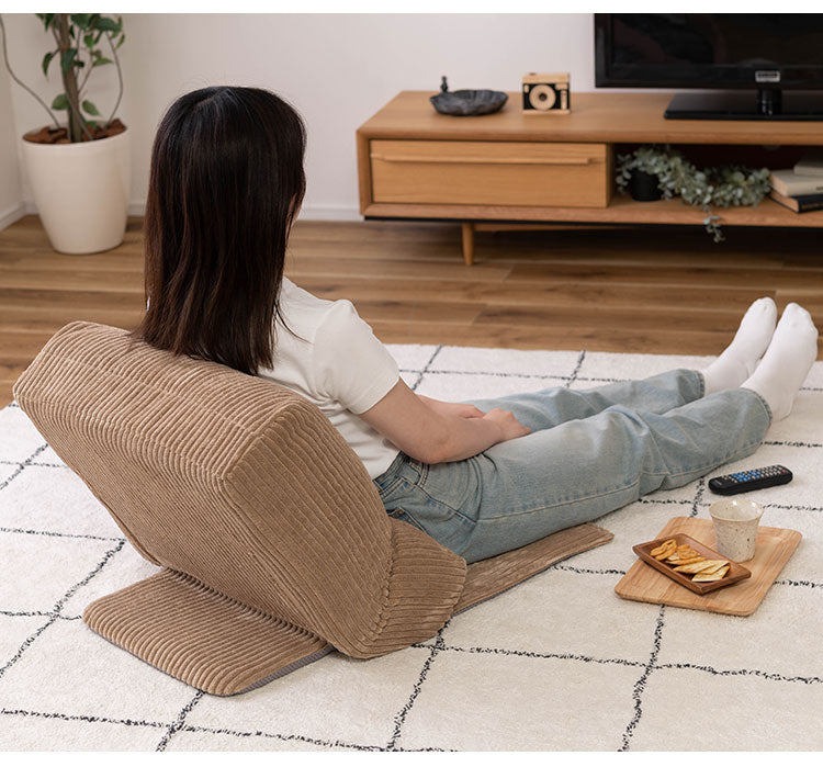 座椅子 クッションチェア コーデュロイ スマホソファ こたつソファ 座いす リクライニング フロアチェア クッション おしゃれ 背もたれ 北欧 ベージュ グレー(代引不可)