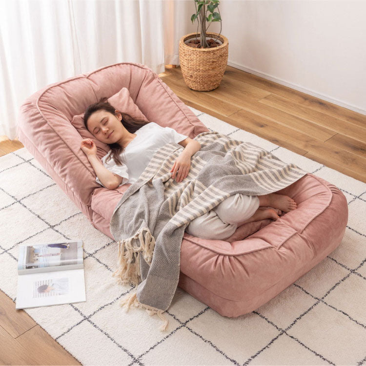 くすみカラー ソファベッド ソファ 奥行165cm クッション付属 リクライニング 14段階ギア 東谷 RKC-189 ソファー ソファベッド 折りたたみ 座椅子 ファブリック フラット カウチ ロー 防水加工 耐摩擦(代引不可)