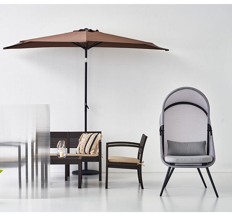 ルーフフォールディングチェア ガーデンチェア アウトドアチェア おしゃれ 北欧 椅子 イス 折りたたみ式 ルーフ付き 日除け 日よけ リゾート 大きめ ゆったり メッシュ グレー(代引不可)