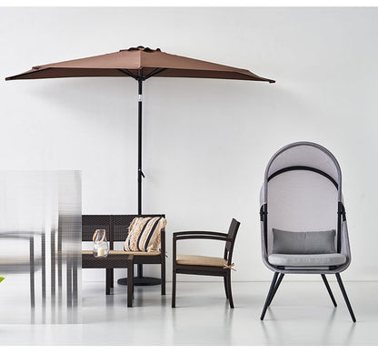 ルーフフォールディングチェア ガーデンチェア アウトドアチェア おしゃれ 北欧 椅子 イス 折りたたみ式 ルーフ付き 日除け 日よけ リゾート 大きめ ゆったり メッシュ グレー(代引不可)