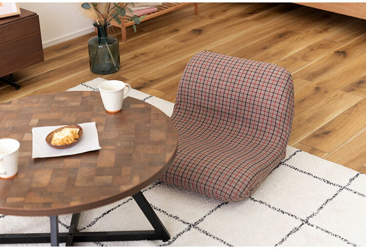 ワイドカックンリクライナー リクライナー 座椅子 フロアチェア ベージュ グレー フィット 折りたたみ コンパクト リクライニング おしゃれ かわいい チェック柄 ゆったり(代引不可)