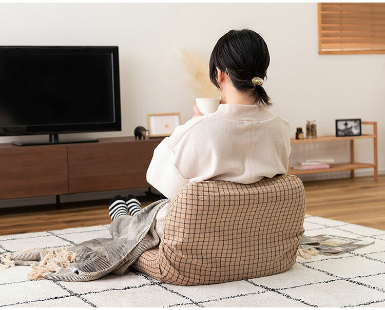 ワイドカックンリクライナー リクライナー 座椅子 フロアチェア ベージュ グレー フィット 折りたたみ コンパクト リクライニング おしゃれ かわいい チェック柄 ゆったり(代引不可)