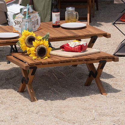 マシュー ロールトップテーブル アウトドアテーブル 折りたたみ テーブル 木製 アウトドア ロールトップテーブル 簡単設置 コンパクト 収納袋付き リビングテーブル 室内(代引不可)