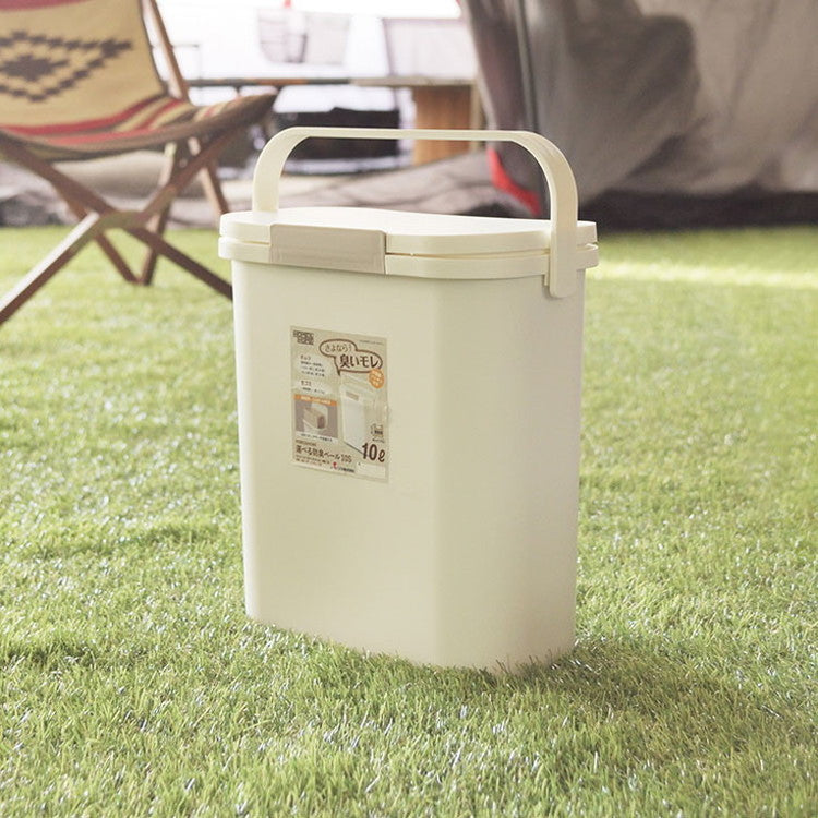ゴミ箱 おしゃれ 10リットル フタ付き ダストボックス 運べる 持ち運び アウトドア おむつ サニタリー 車内 におい漏れ防止 におい パッキン シンプル ホワイト(代引不可)