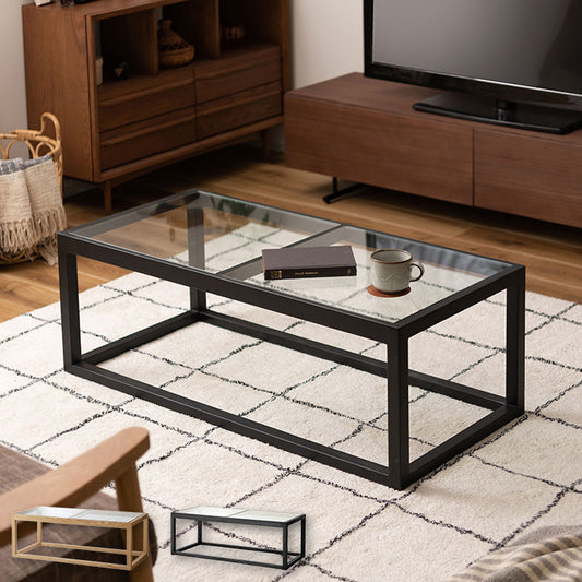 リビングテーブル ガラステーブル センターテーブル ローテーブル テーブル 天然木 幅110cm ナチュラル ブラック おしゃれ 北欧 モダン シンプル 強化ガラス(代引不可)