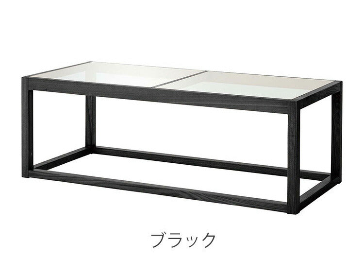 リビングテーブル ガラステーブル センターテーブル ローテーブル テーブル 天然木 幅110cm ナチュラル ブラック おしゃれ 北欧 モダン シンプル 強化ガラス(代引不可)