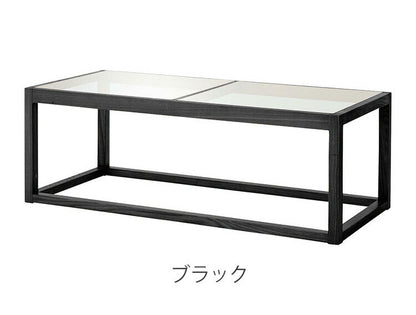 リビングテーブル ガラステーブル センターテーブル ローテーブル テーブル 天然木 幅110cm ナチュラル ブラック おしゃれ 北欧 モダン シンプル 強化ガラス(代引不可)