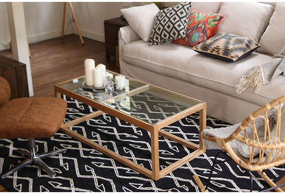 リビングテーブル ガラステーブル センターテーブル ローテーブル テーブル 天然木 幅110cm ナチュラル ブラック おしゃれ 北欧 モダン シンプル 強化ガラス(代引不可)