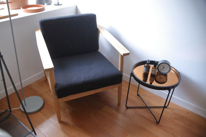 ラウンジソファ ソファー パーソナルチェア 約幅69.5cm 1人掛け ブラック 肘付き ラウンジソファー 完成品 リビング ダイニング(代引不可)