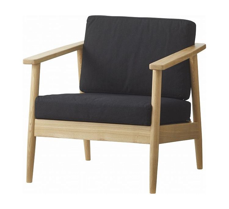 ラウンジソファ ソファー パーソナルチェア 約幅69.5cm 1人掛け ブラック 肘付き ラウンジソファー 完成品 リビング ダイニング(代引不可)