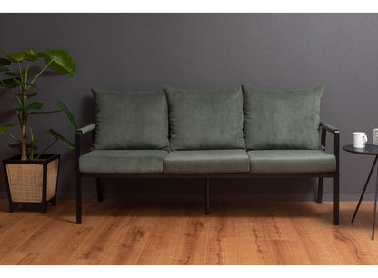 3人掛け ソファ 幅168cm コーデュロイ おしゃれ 北欧 スチール 黒 ブラック 肘置き 肘あり アーム付き インダストリアル モダン シンプル グリーン ベージュ グレー 新生活(代引不可)