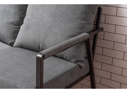 3人掛け ソファ 幅168cm コーデュロイ おしゃれ 北欧 スチール 黒 ブラック 肘置き 肘あり アーム付き インダストリアル モダン シンプル グリーン ベージュ グレー 新生活(代引不可)