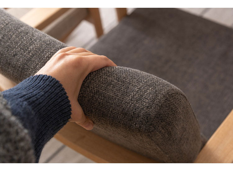 ダイニングチェア 1人掛け 天然木 ファブリック 食卓 肘あり アームレスト付き 背もたれ チェアー 椅子 イス おしゃれ 肘掛け付き アーム付き 固定脚 北欧 ナチュラル ベージュ(代引不可)