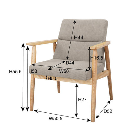 ダイニングチェア 1人掛け 天然木 ファブリック 食卓 肘あり アームレスト付き 背もたれ チェアー 椅子 イス おしゃれ 肘掛け付き アーム付き 固定脚 北欧 ナチュラル ベージュ(代引不可)