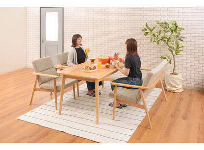 ダイニングチェア 1人掛け 天然木 ファブリック 食卓 肘あり アームレスト付き 背もたれ チェアー 椅子 イス おしゃれ 肘掛け付き アーム付き 固定脚 北欧 ナチュラル ベージュ(代引不可)