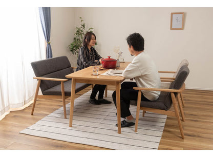 ダイニングチェア 1人掛け 天然木 ファブリック 食卓 肘あり アームレスト付き 背もたれ チェアー 椅子 イス おしゃれ 肘掛け付き アーム付き 固定脚 北欧 ナチュラル ベージュ(代引不可)