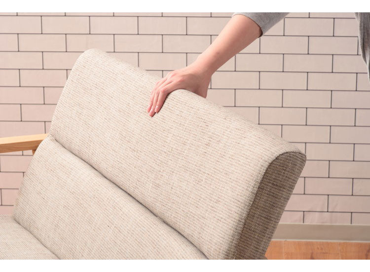 ダイニングソファ 2人掛け 幅117cm ダイニング ベンチ 背もたれ 肘置き 椅子 イス おしゃれ 肘掛け付き アーム付き 固定脚 木製 天然木 北欧 ナチュラル ベージュ(代引不可)