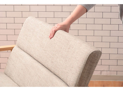 ダイニングソファ 2人掛け 幅117cm ダイニング ベンチ 背もたれ 肘置き 椅子 イス おしゃれ 肘掛け付き アーム付き 固定脚 木製 天然木 北欧 ナチュラル ベージュ(代引不可)