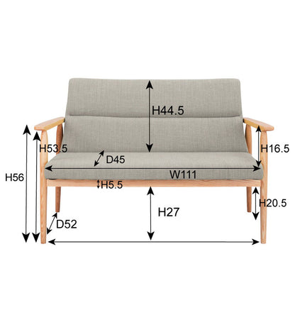 ダイニングソファ 2人掛け 幅117cm ダイニング ベンチ 背もたれ 肘置き 椅子 イス おしゃれ 肘掛け付き アーム付き 固定脚 木製 天然木 北欧 ナチュラル ベージュ(代引不可)