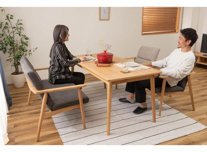 ダイニングソファ 2人掛け 幅117cm ダイニング ベンチ 背もたれ 肘置き 椅子 イス おしゃれ 肘掛け付き アーム付き 固定脚 木製 天然木 北欧 ナチュラル ベージュ(代引不可)