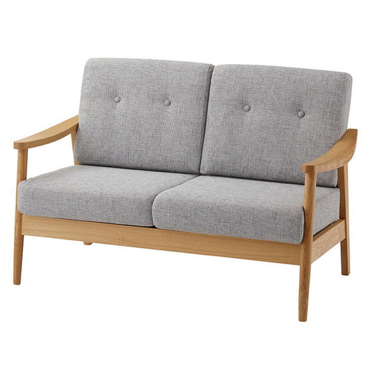 バッスム2人掛 ソファ グレー 完成品 クッション取り外し可 ソファー おしゃれ 家具 インテリア 天然木 アッシュ ウレタン塗装 ポリエステル コットン(代引不可)