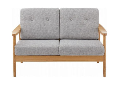 バッスム2人掛 ソファ グレー 完成品 クッション取り外し可 ソファー おしゃれ 家具 インテリア 天然木 アッシュ ウレタン塗装 ポリエステル コットン(代引不可)