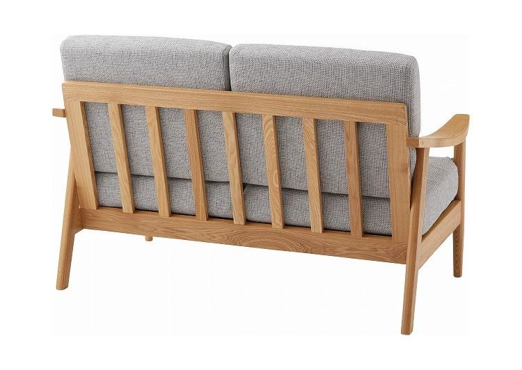 バッスム2人掛 ソファ グレー 完成品 クッション取り外し可 ソファー おしゃれ 家具 インテリア 天然木 アッシュ ウレタン塗装 ポリエステル コットン(代引不可)