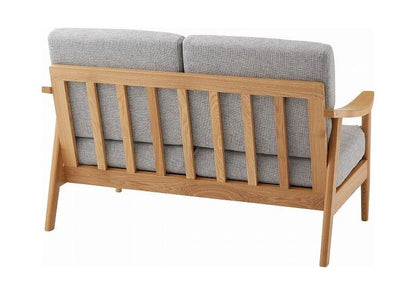 バッスム2人掛 ソファ グレー 完成品 クッション取り外し可 ソファー おしゃれ 家具 インテリア 天然木 アッシュ ウレタン塗装 ポリエステル コットン(代引不可)