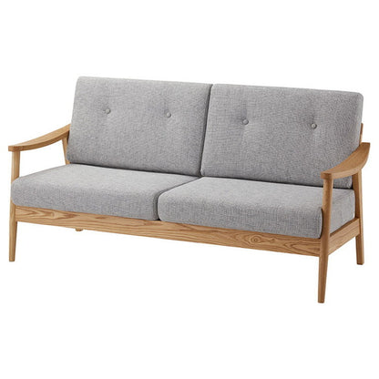 バッスム3人掛 ソファ グレー 完成品 クッション取り外し可 ソファー おしゃれ 家具 インテリア 天然木 アッシュ ウレタン塗装 ポリエステル コットン(代引不可)