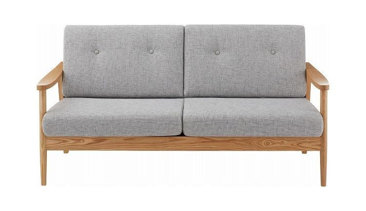 バッスム3人掛 ソファ グレー 完成品 クッション取り外し可 ソファー おしゃれ 家具 インテリア 天然木 アッシュ ウレタン塗装 ポリエステル コットン(代引不可)