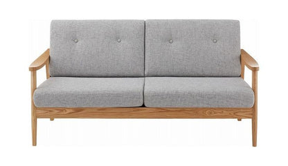 バッスム3人掛 ソファ グレー 完成品 クッション取り外し可 ソファー おしゃれ 家具 インテリア 天然木 アッシュ ウレタン塗装 ポリエステル コットン(代引不可)